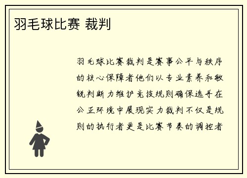 羽毛球比赛 裁判